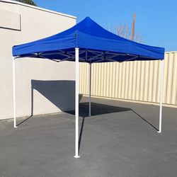 $99 (Brand New) Heavy-duty 10x10 ft outdoor ez pop up canopy party tent instant shades w/ carry bag (white/blue)