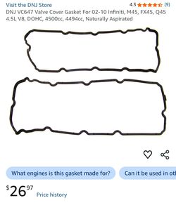 M45 infiniti NEW valve cover Gaskets