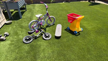 Bikes,  skateboard, push cart