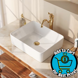 DeerValley Ally Ceramic 18.7-in Vessel Rectangular Modern White Bathroom Sink