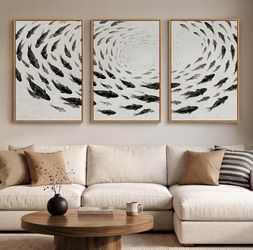Framed Black and White Abstract Wall Art for Living Room, 24x36 Inch