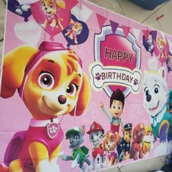 Paw Patrol Backdrop Happy Birthday Banner 5X7 ft
