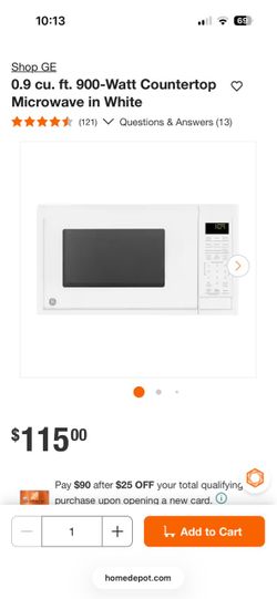 GE 0.9 cu. ft. 900-Watt Countertop Microwave White
