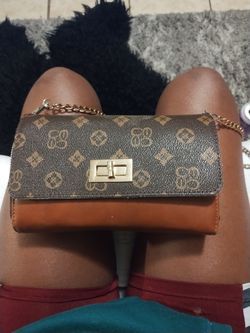 Brown Monogram Crossbody Purse / Wallet Bag with Gold Chain