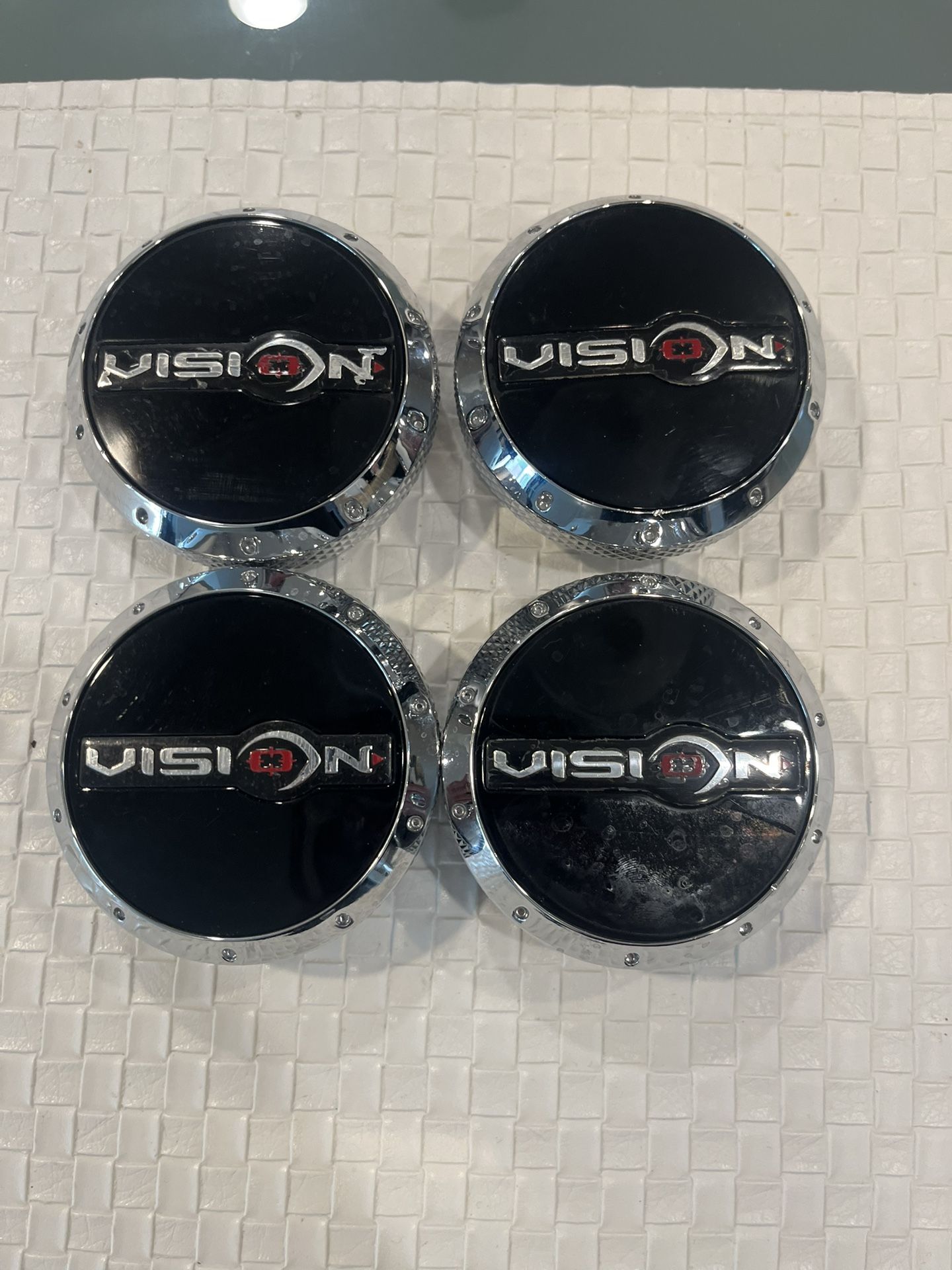 Black/Chrome Vision Center Wheel Caps