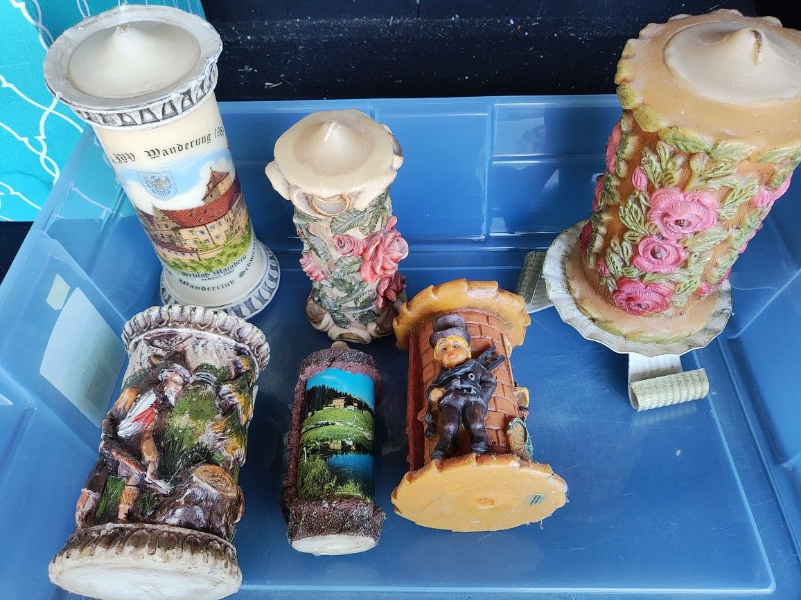 German Candle Lot Including An Everlasting Candle. All Never Burned