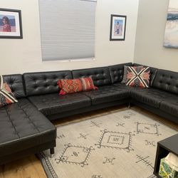 IKEA Black Leather Sectional