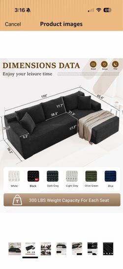 Black Sectional Sofa with Chaise