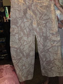 Pink camo low rise baggy jeans
