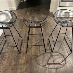 Brand New - Modern 24" Metal Counter Height Bar Stools Black (3)