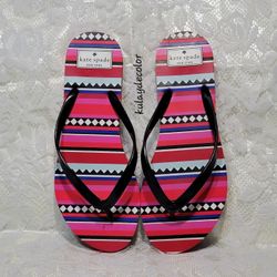 Kate Spade New York Striped Flip Flop Sandals Women’s Summer Shoes Size 9-10 L