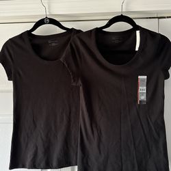 Two Women black short-sleeve t-shirts, size S and M new with tags cotton/polyester $5 for two 