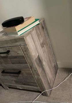 Rustic Gray Wood Nightstand with Drawers