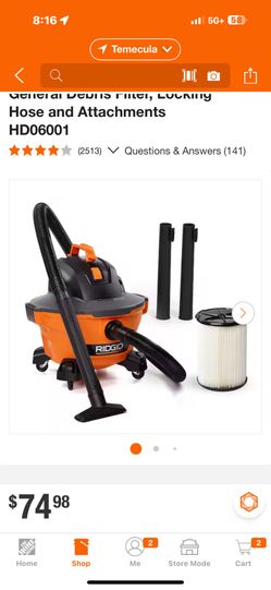 Rigid 6 Gallon Wet/dry Shop Vac
