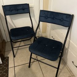 2 Blue Upholstered Dining Chairs – Brand New