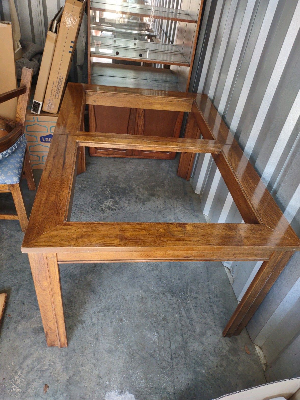 Solid wood glass top dining table with 6 chairs
