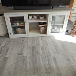 White And Grey TV Console Table 