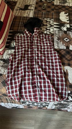 Plaid guess hoodie vest
