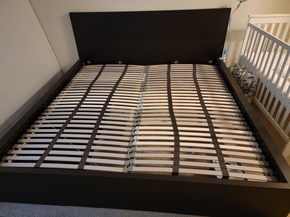 Ikea Malm King Bed With Premium Lonset Slats And 2 Storage Drawers