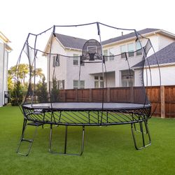 Spring free trampoline disassembled