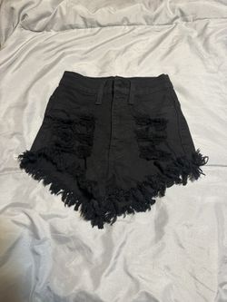Fashion Nova XS Black Distressed Shorts