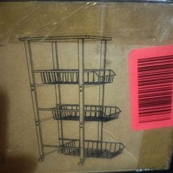 4 Tier Rolling Fruit Vegetable Basket Cart, Metal Wire Kitchen Storage Organizer