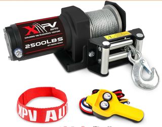 XPV AUTO 2500lbs Electric Winch 12V Waterproof Steel Cable With Wired Remote Control & Mounting Plate ATV UTV Towing Trailer Winch Off-Road