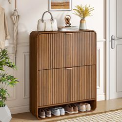 Modern Walnut Shoe Storage Cabinet