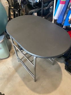 Oval Side Table with Metal Frame