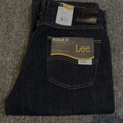 New With Tags LEE Regular Fit Straight Leg Dark Wash Denim Jeans Size 30x30 Men