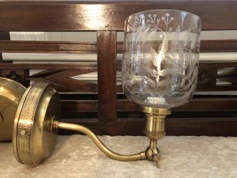 Beautiful Brass And Etched Glass Pottery Barn Sconces