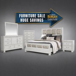 Modern White Bedroom Set – Panel Design