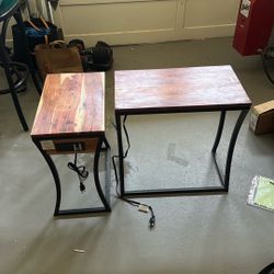 Set A Two Wood Electric Side Tables
