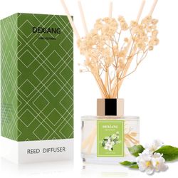 Reed Diffuser Set - 3.38 fl oz （100ml） White Floral Scent Home Fragrance Reed Diffuser for Bathroom Shelf Decor 6 Reed Stick
