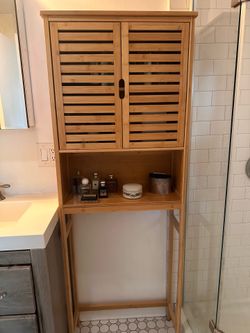 Over-the-toilet bathroom storage cabinet