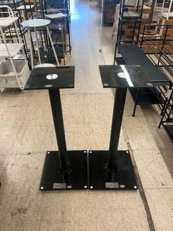 Speaker Stands Pair 31" Fixed Height Tempered Glass Base Surround Sound Set of 2 - Black
