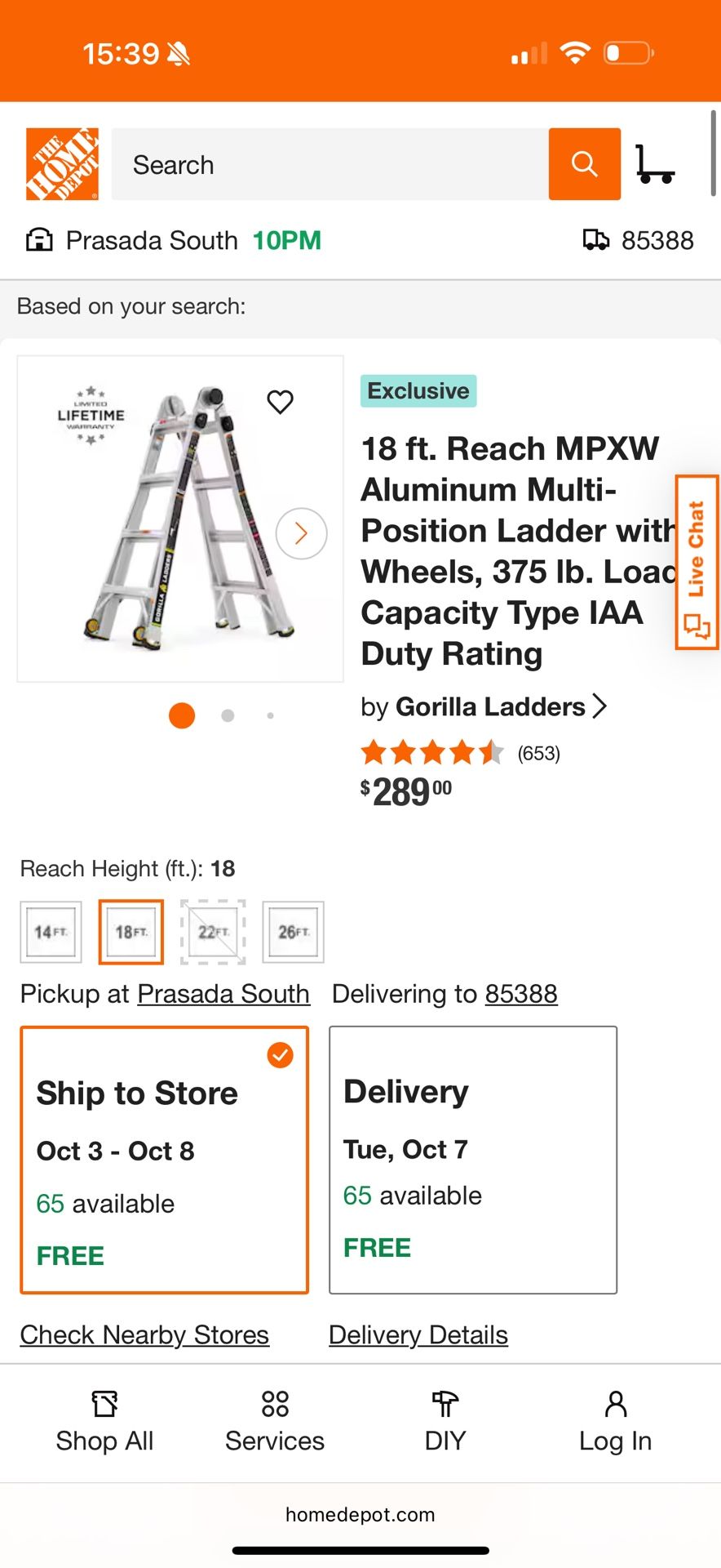 Gorilla ladder 18’