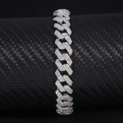 New 8mm Moissanite Cuban Link Bracelet - 8.5in - GRA Certified 