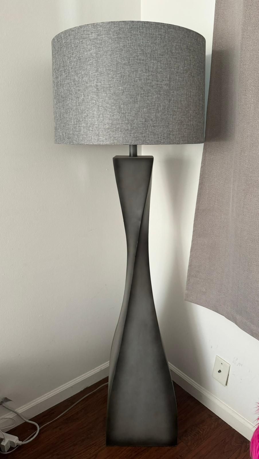 Set of 3 New Atlanta Gray Twist Table Lamps and Gray Twist Floor Lamp