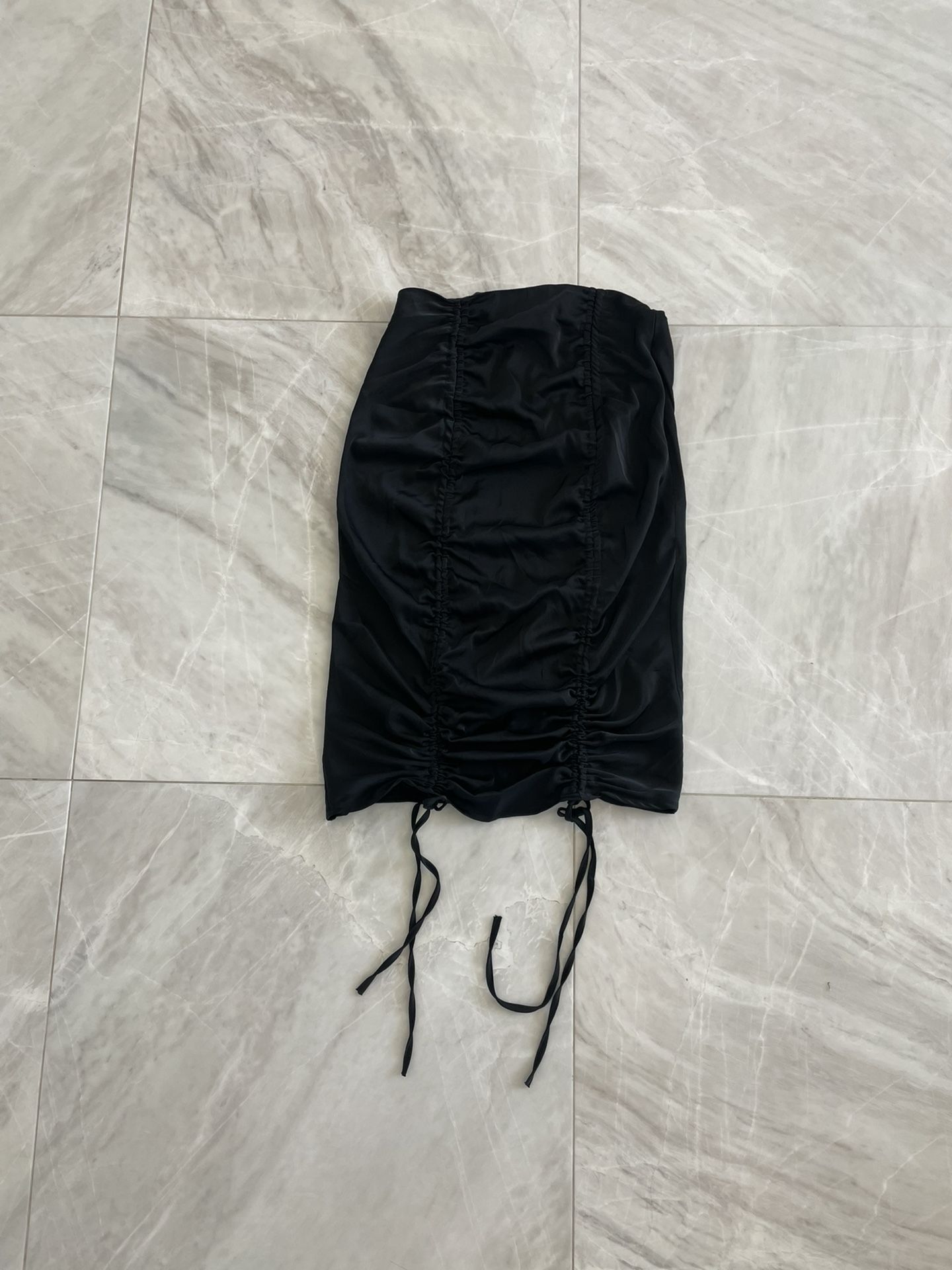 New Black Long Ruffled Skirt