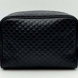 Gucci Leather Microguccissima Toiletry Case Black