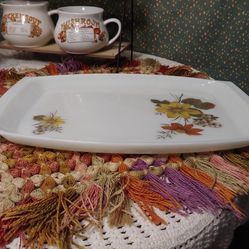 Vintage JAJ Pyrex (England) Large Serving Tray/Platter In Autumn Glory Dahlia