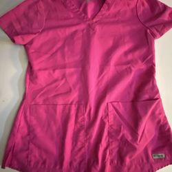 Ladies Small Greys Anatomy Hot Pink Scrub Top W Pockets
