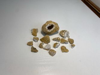 Geode with White Calcite Crystals Opened with both Pieces Morocco MXL264