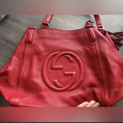 GUCCI SOHO Red Pebbled Leather
