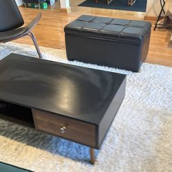 Versanora Reno Mid-Century Modern Coffee Table - Black/Walnut