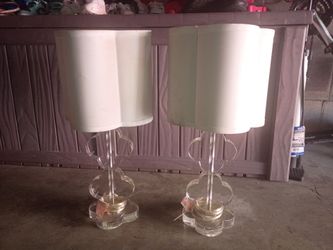 Pair of Acrylic Table Lamps with White Shades