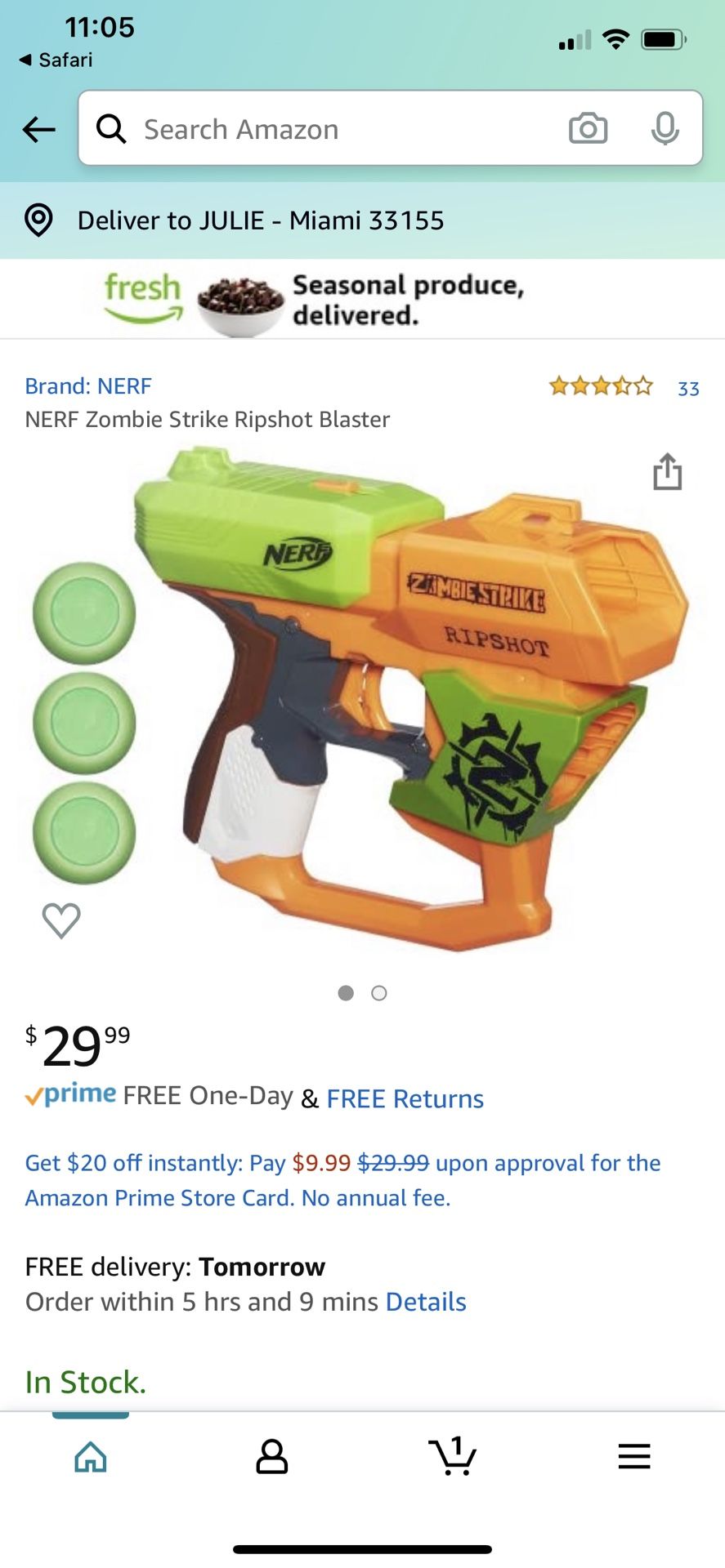 NERF Zombie Toy Gun Pistola