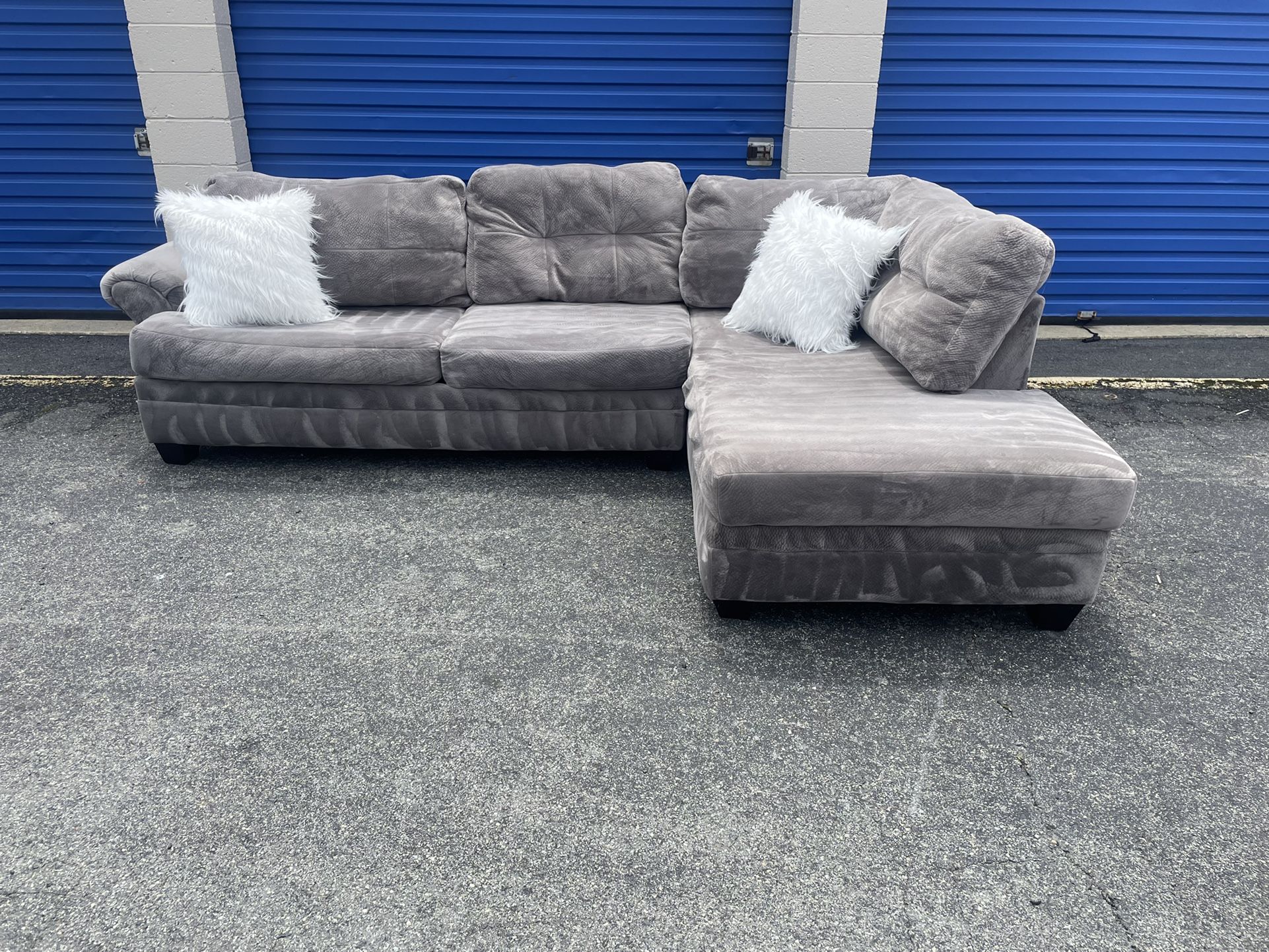 Large Microsuede Gray L Shaped Sectional Excellent Condition(FREE DELIVERY)