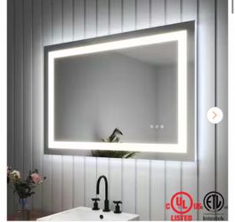 40 in. W x 30 in. H Rectangular Frameless Wall Anti-Fog LED Light Bathroom Vanity Mirror with Backlit and Front Light
